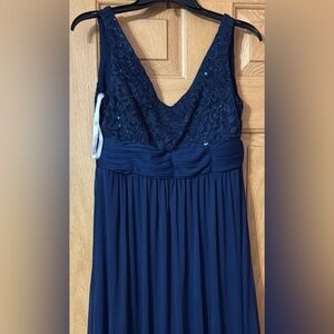 Elegant Blue V-Neck Sleeveless Prom Dress